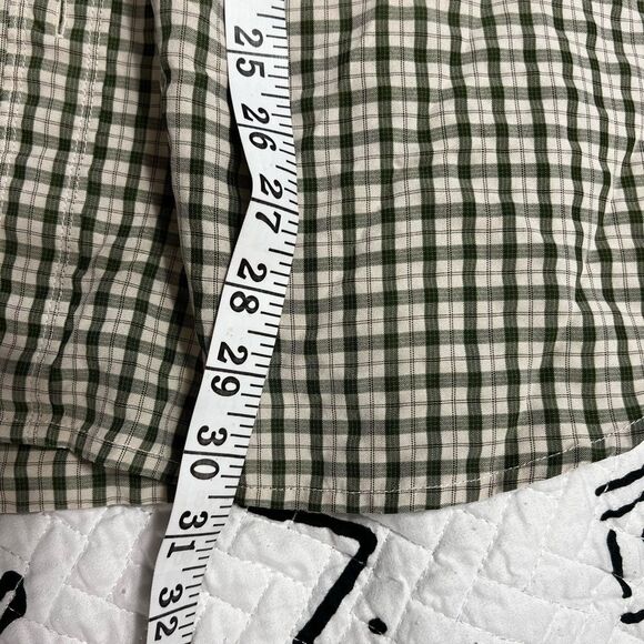 North Face green and white check large men casual, short sleeve button-down - Picture 8 of 11